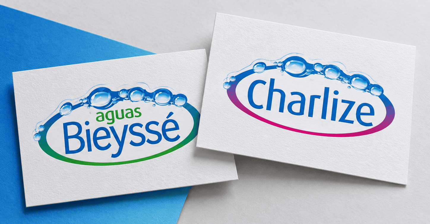 Logotipos de Aguas Bieyssé y Charlize