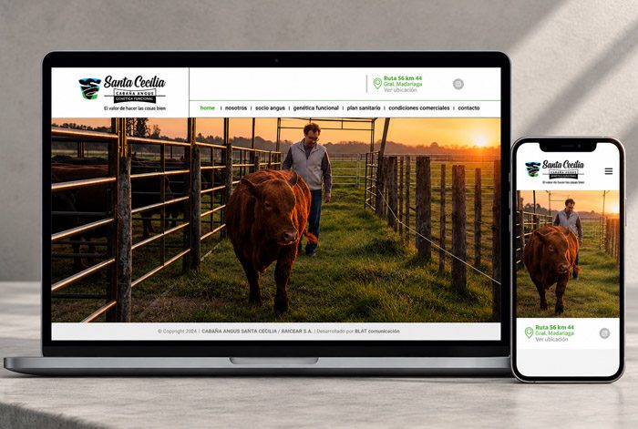 Sitio web de Cabaña Santa Cecilia presentado en computadora portátil y teléfono móvil