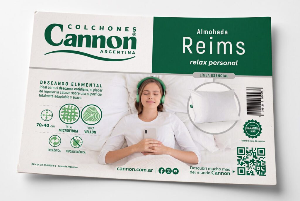 Diseño de packaging para almohada Reims de Cannon