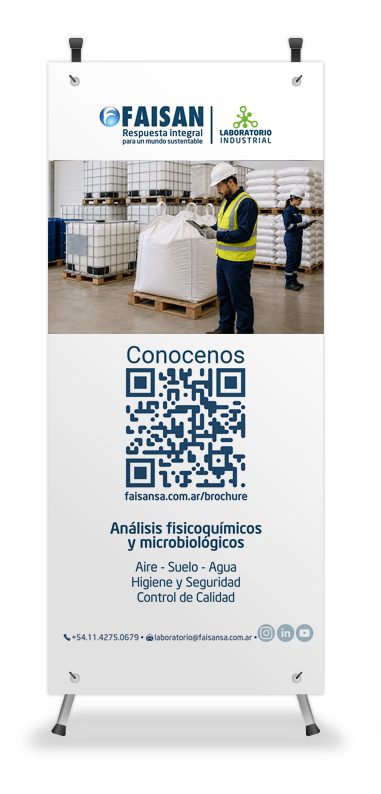 Banner de Faisán sobre análisis fisicoquímicos y microbiológicos, con código QR al brochure