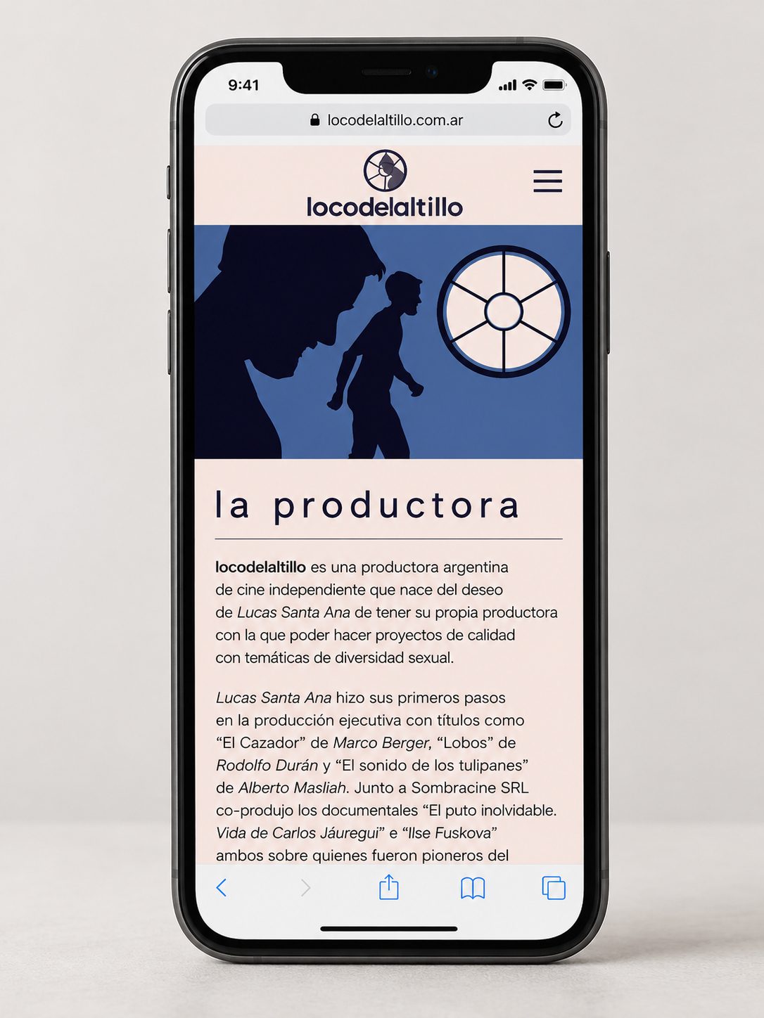 Página de la productora Loco del Altillo en celular