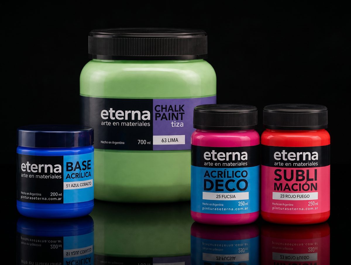 Diseño de packaging para pinturas artísticas Eterna