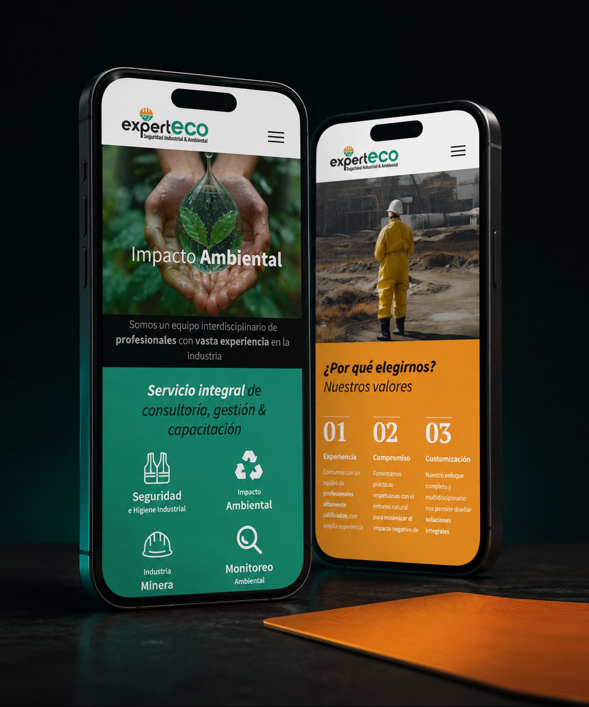 Sitio Experteco adaptado a celulares
