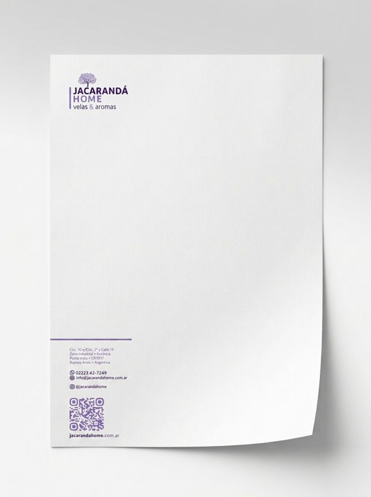 Diseño de membrete corporativo para Jacarandá Home