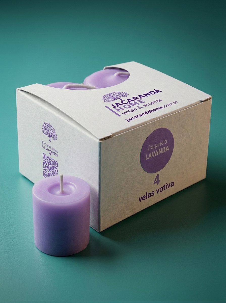 Diseño de packaging para velas votivas Jacarandá Home