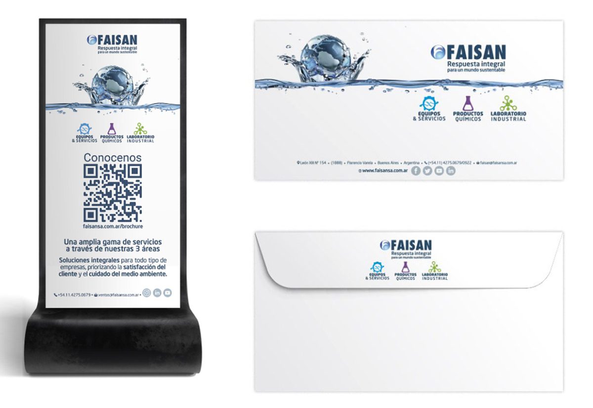 Identidad visual de Faisán aplicada a piezas de comunicación institucional